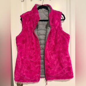 The North Face Bright Pink Fleece Vest Reversible